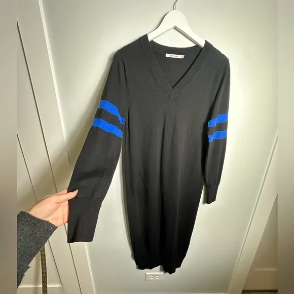 T Alexander Wang Merino Wool V Neck  Designer Black Sweater Dress Size Small - Picture 9 of 16